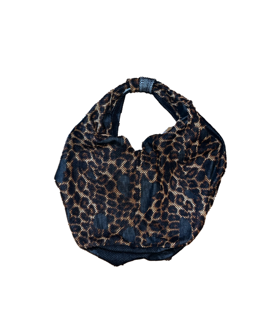 LEOPARD MESH DENIM BAG